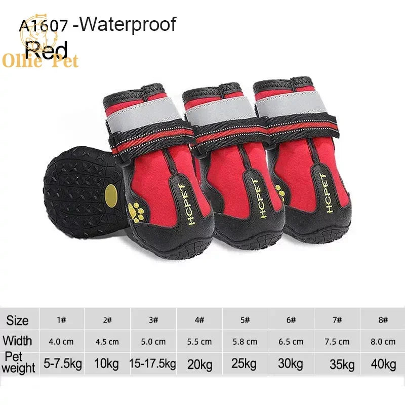 08a-Waterproof Non-Slip Dog Shoes – Set of 4
