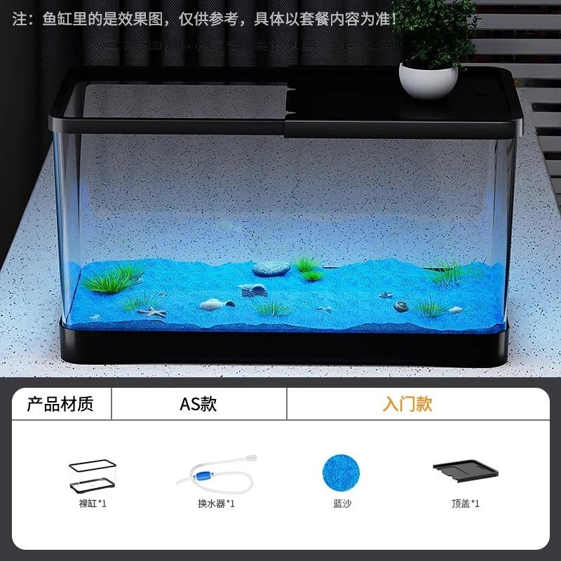 25-Acquario Desktop Panoramico 360° con Filtro e Cesto Idroponico