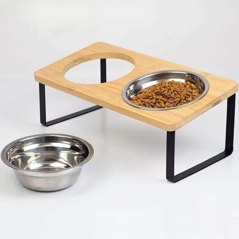 08-Bamboo Bowl Table – Elegant, durable, for happy pets.