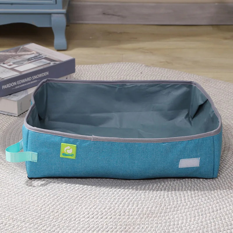 15-Portable Foldable Washable Travel Litter Box.