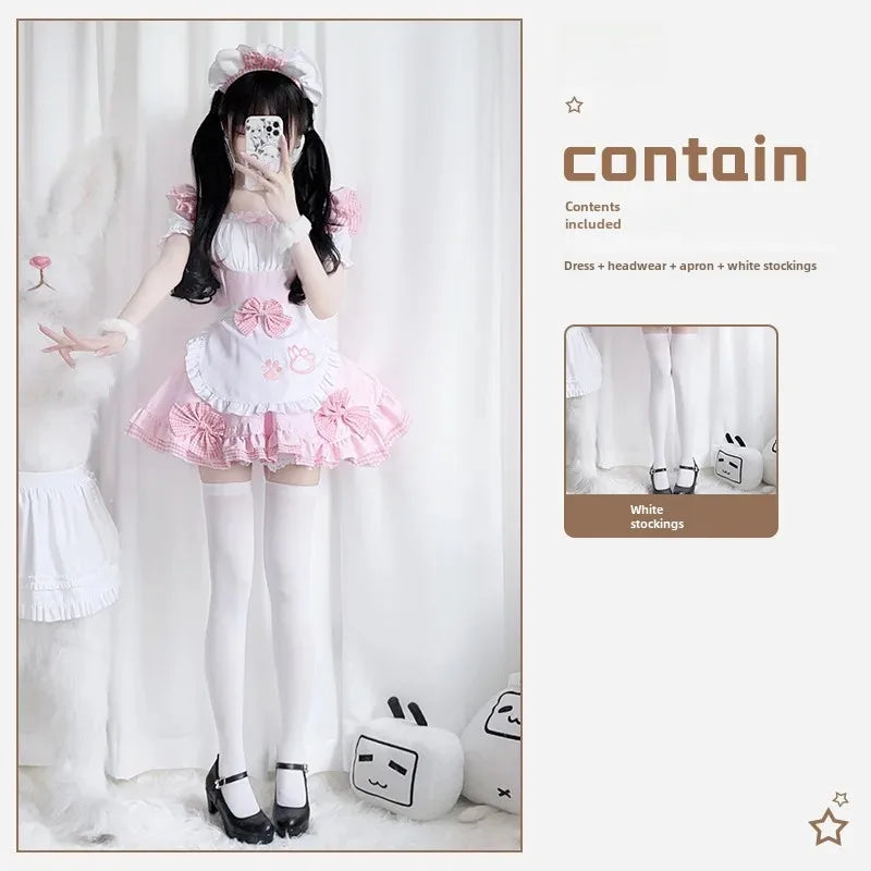 001-Women's Pink Maid Costume, Japanese Anime Cosplay Dress