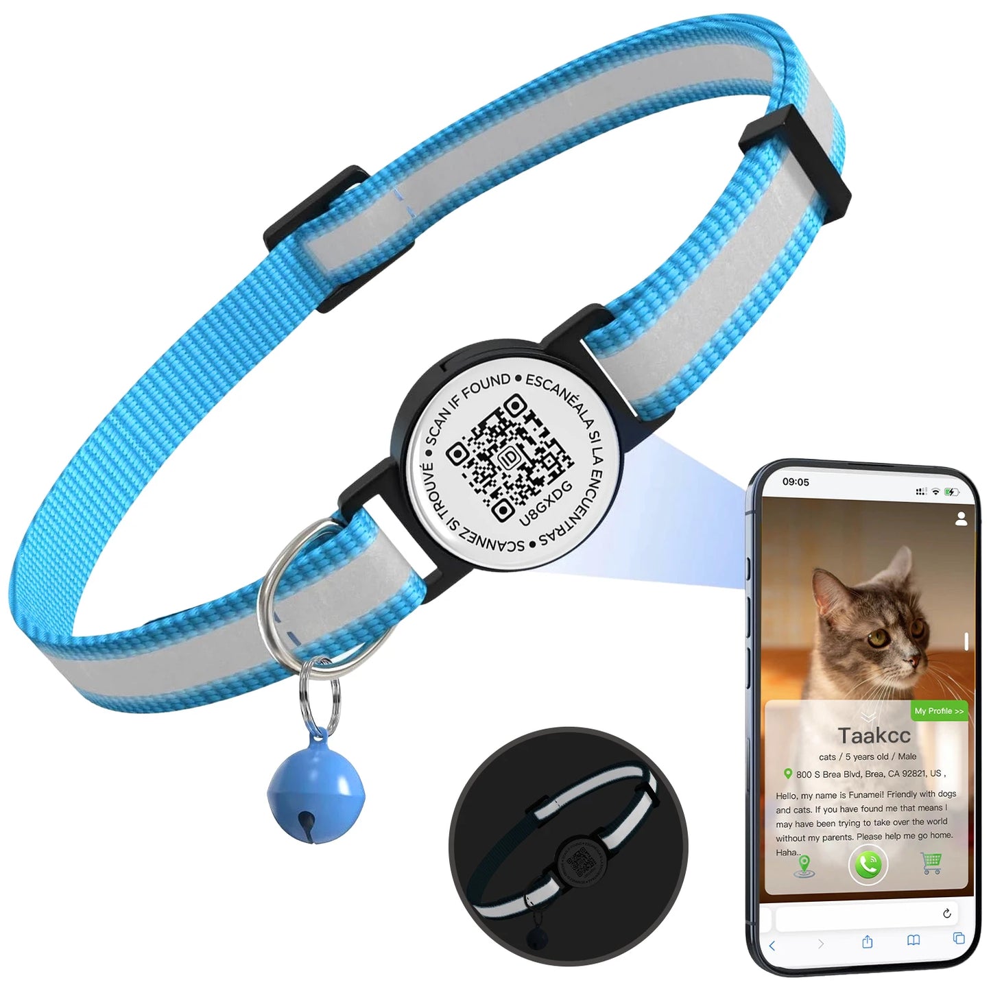 05-Collare per Gatti con QR Code e Fibbia di Sicurezza Breakaway