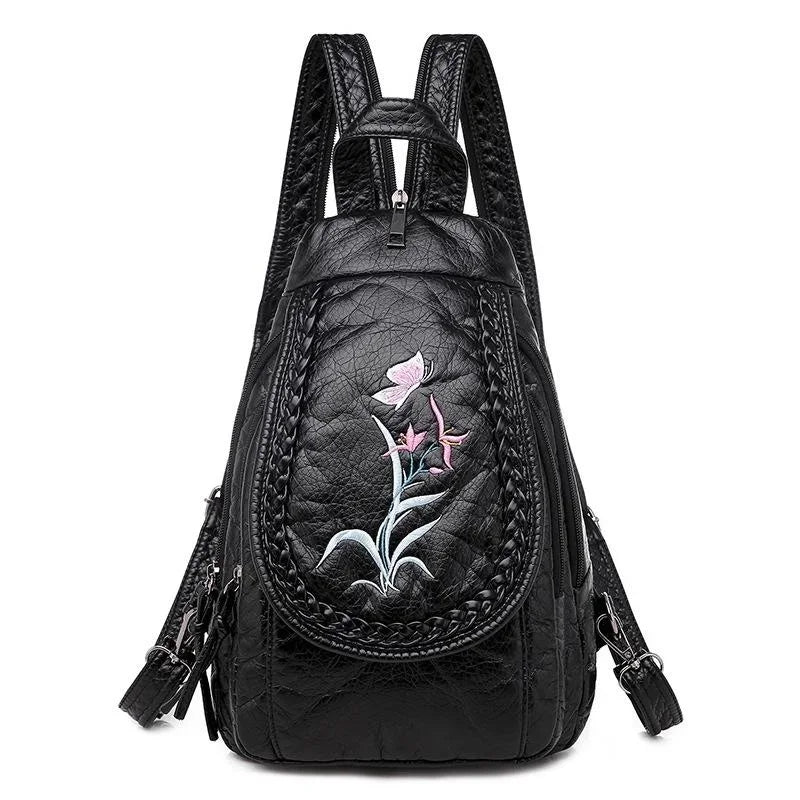 01-Zaino Donna in Pelle PU Ricamato – Collezione Crazy Bag