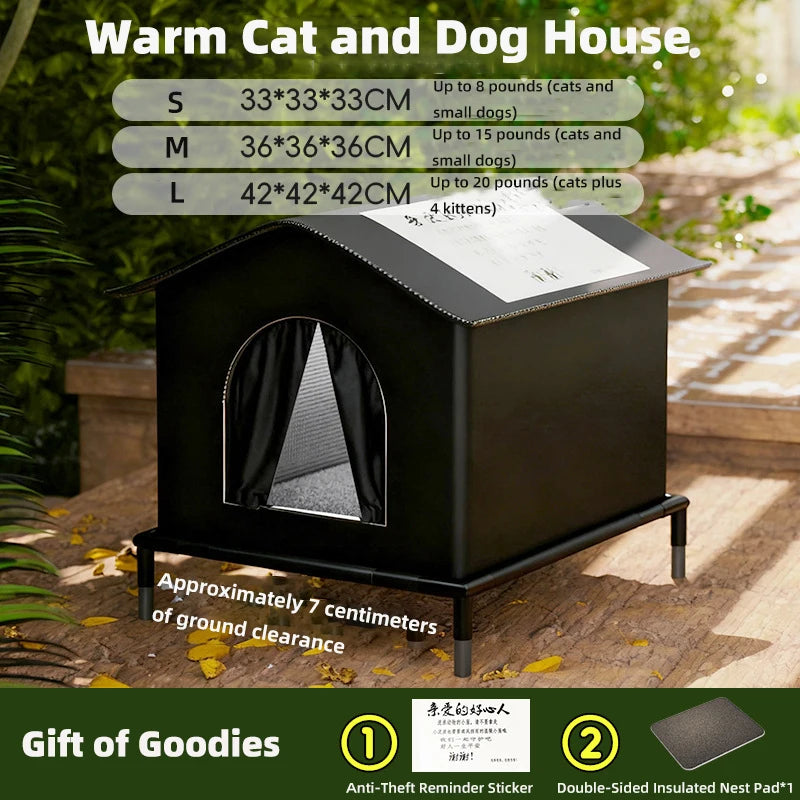 10-All-Season Waterproof Outdoor Pet House for Cats and Dogs