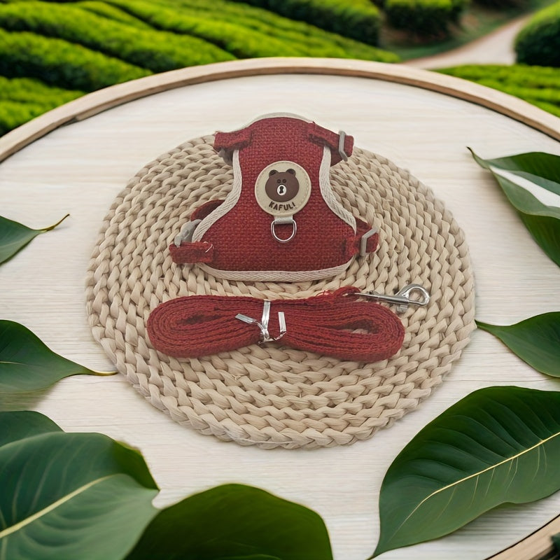 03-Set Harness + Leash Teddy Bear – Soft and Breathable