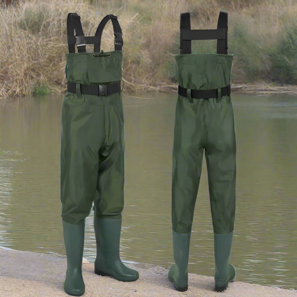 24a-Waterproof Fishing Pants with Built-in Boots.