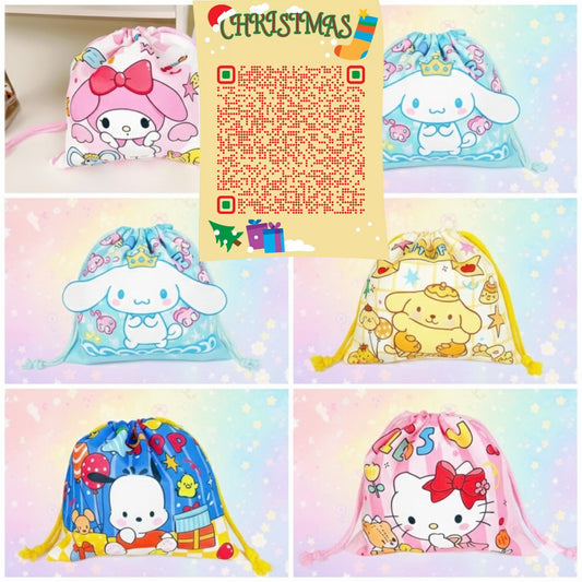 01-Borsa con coulisse Sanrio Cute Kuromi My Melody Cinnamoroll stile giapponese