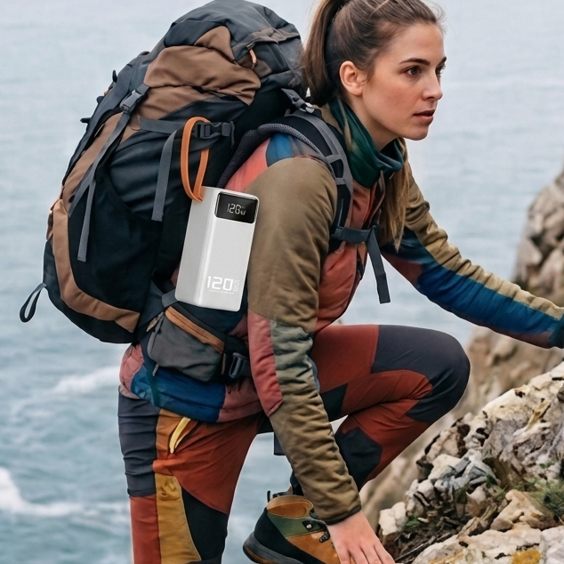 00-aPower Bank Outdoor Alta Capacità 120W - Ricarica Rapida Solare LED