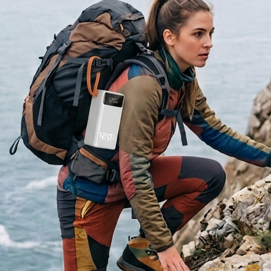 00-aPower Bank Outdoor Alta Capacità 120W - Ricarica Rapida Solare LED