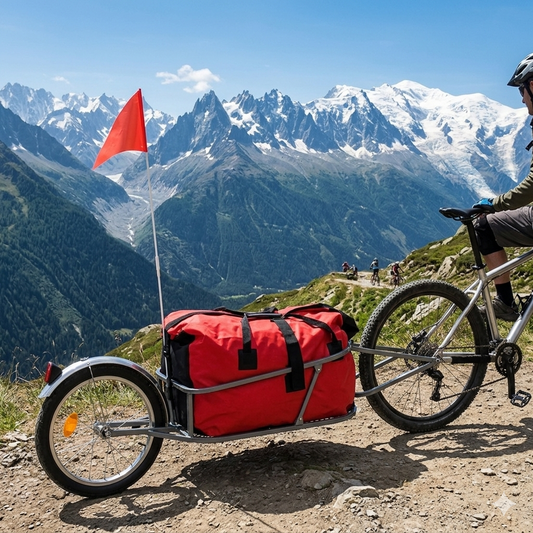 00-aRimorchio Bici Monoruota con Borsa Impermeabile Arancio - 30kg