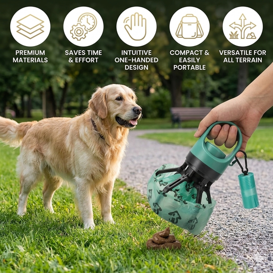 00-aRaccogli Feci per Cani Portatile a Pinza con Dispenser