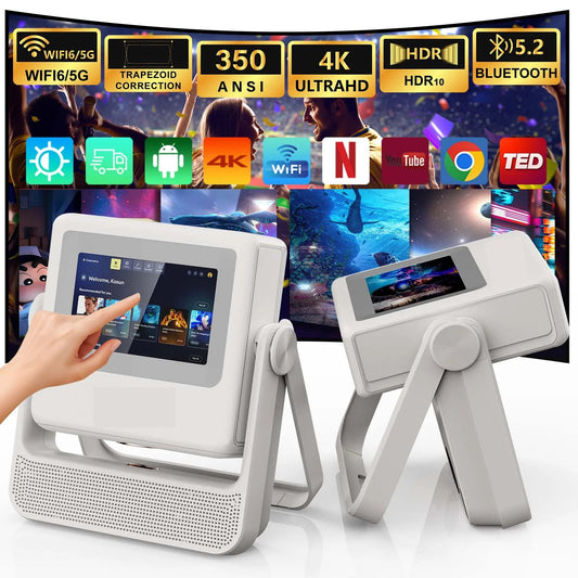 0-Proiettore Smart XBJ A5 Pro 4K WiFi 6 Touchscreen 1080P