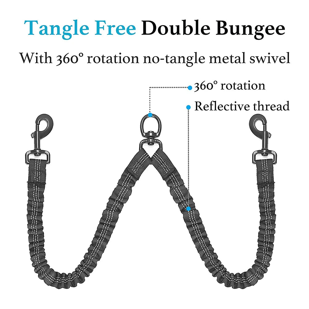 06-2 in 1 Double Elastic Leash – Anti-tangle 120 cm