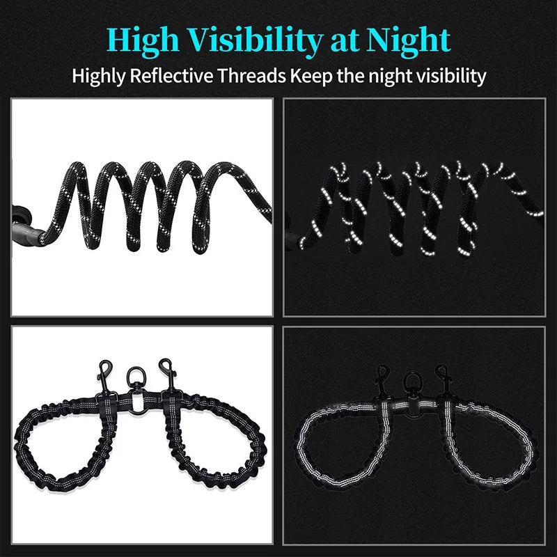 06-2 in 1 Double Elastic Leash – Anti-tangle 120 cm