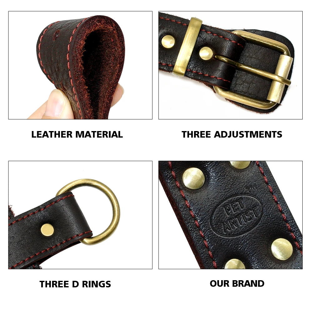 03-Brown Leather Harness – Adjustable for Large Dogs