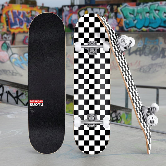 28-Skateboard Professionale 80cm in Legno d'Acero - Deck 7 Strati PU