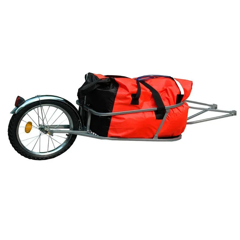 00-aRimorchio Bici Monoruota con Borsa Impermeabile Arancio - 30kg