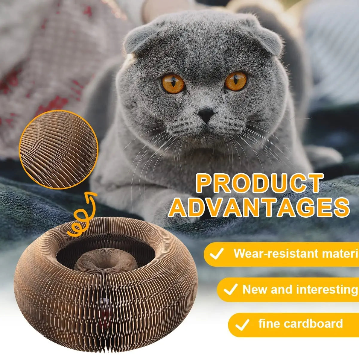 04-Interactive Round Cardboard Cat Toy and Scratching Post