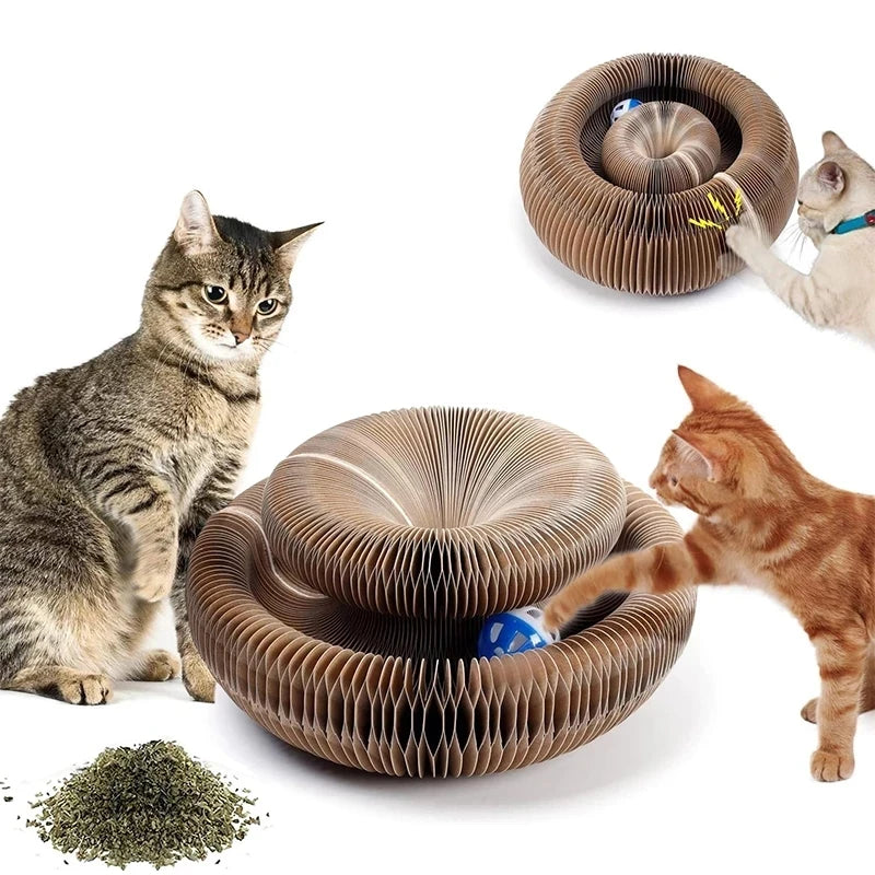 04-Interactive Round Cardboard Cat Toy and Scratching Post