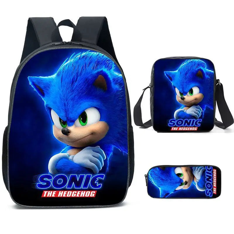 01-Set Sonic Cartoon Anime Backpack Suitable for School