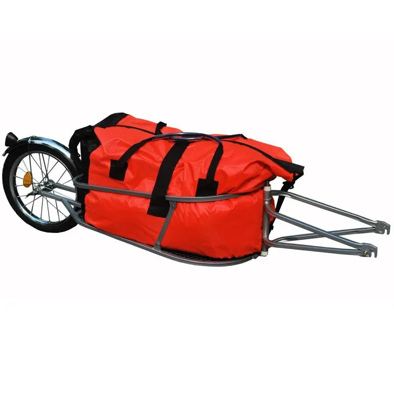 00-aRimorchio Bici Monoruota con Borsa Impermeabile Arancio - 30kg