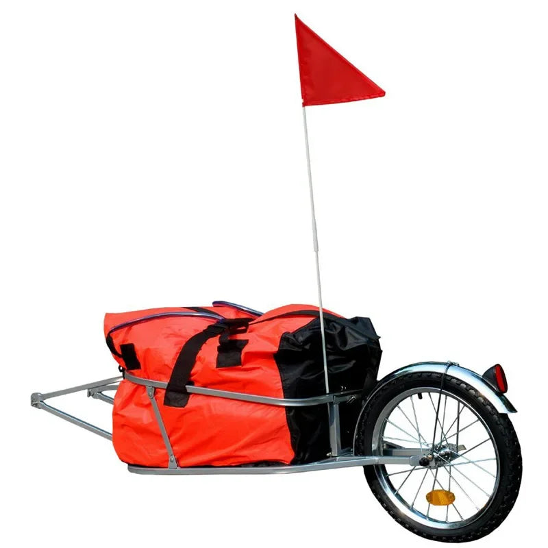 00-aRimorchio Bici Monoruota con Borsa Impermeabile Arancio - 30kg