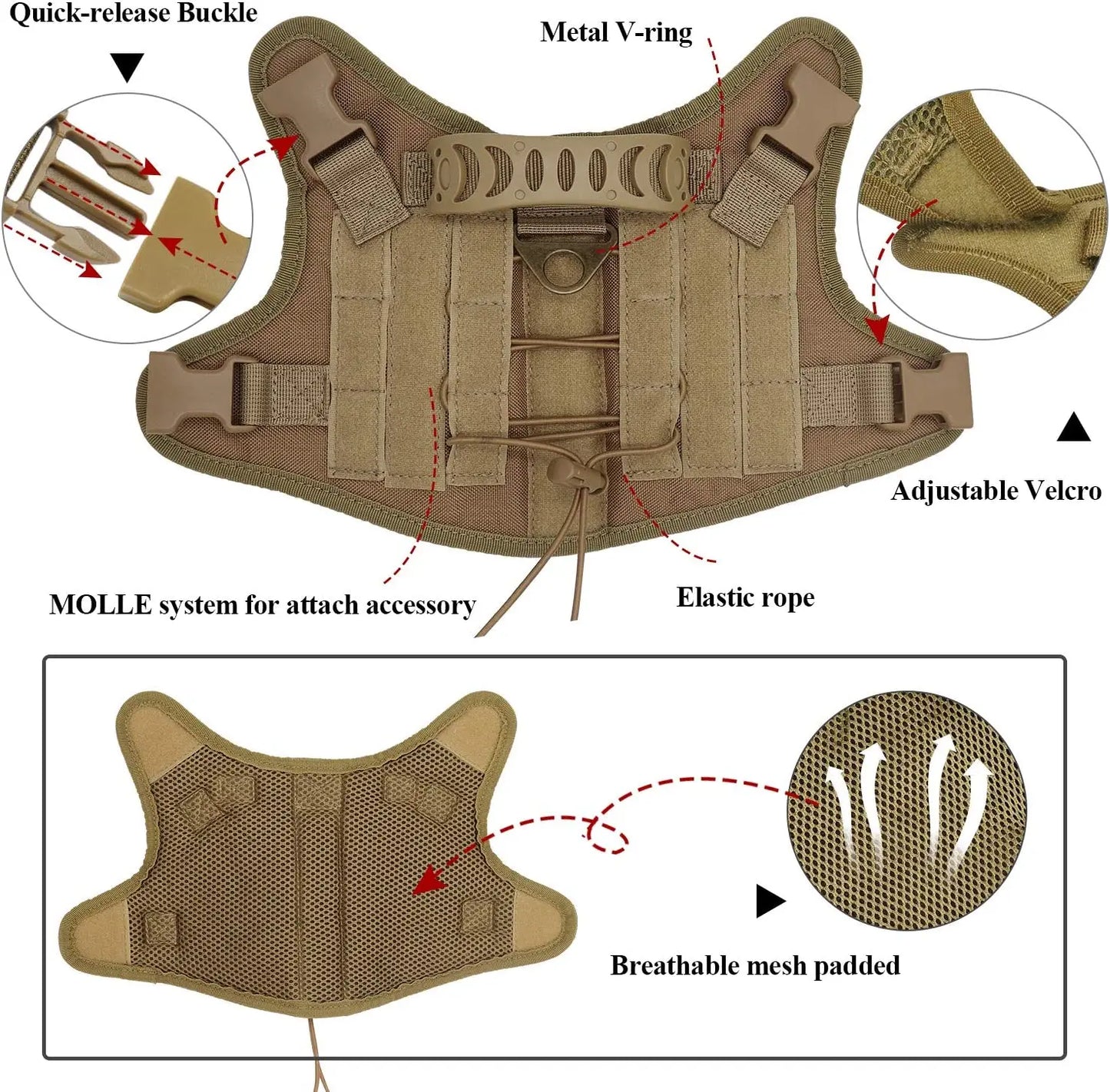 03-Adjustable Tactical Vest for Small Dogs – Outdoor &amp; Training