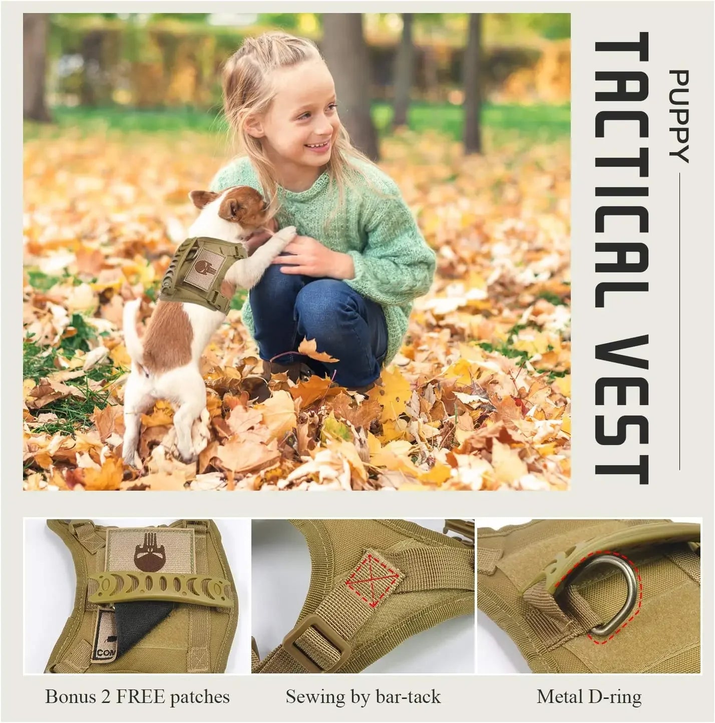 03-Adjustable Tactical Vest for Small Dogs – Outdoor &amp; Training