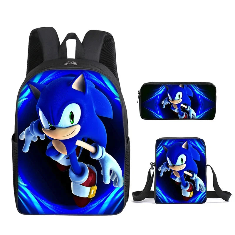 01-Set Sonic Cartoon Anime Backpack Suitable for School