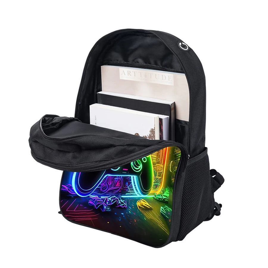 01-GamePad Backpack with Headphone Jack for Men and Women