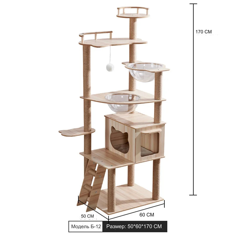 001-Multi-Level Cat Scratching Post with Platforms and Sisal