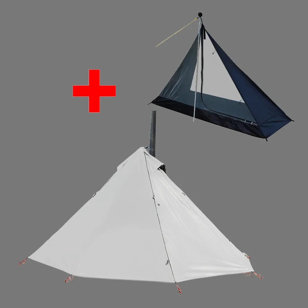 00-Tenda Bushcraft 1 Persona  Calda Doppia Parete Impermeabile