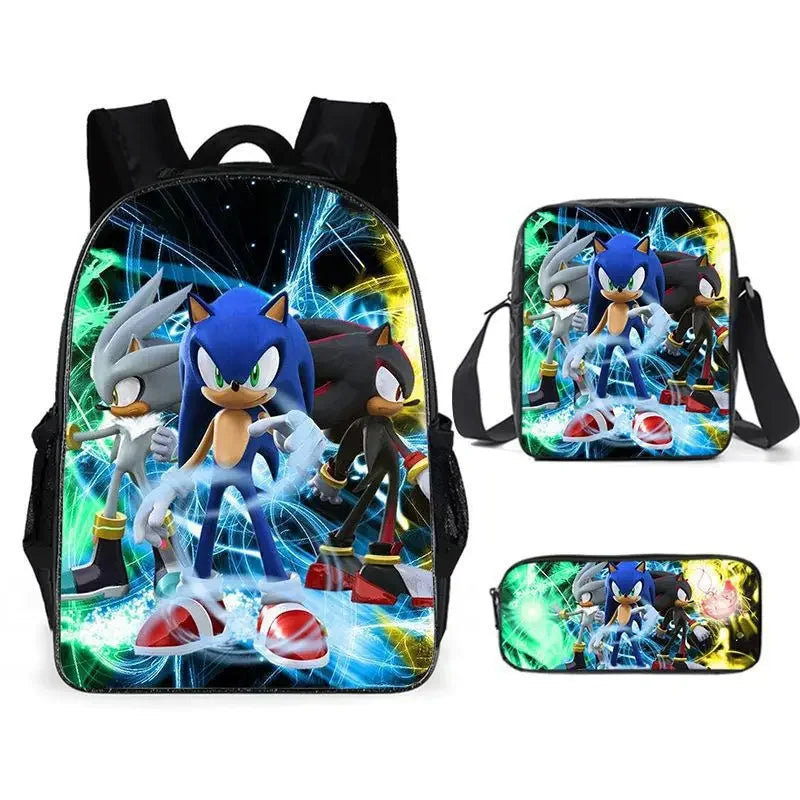 01-Set Sonic Cartoon Anime Backpack Suitable for School