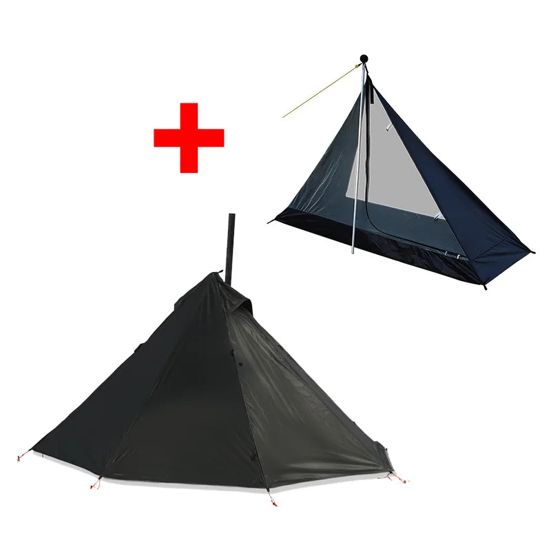 00-Tenda Bushcraft 1 Persona  Calda Doppia Parete Impermeabile