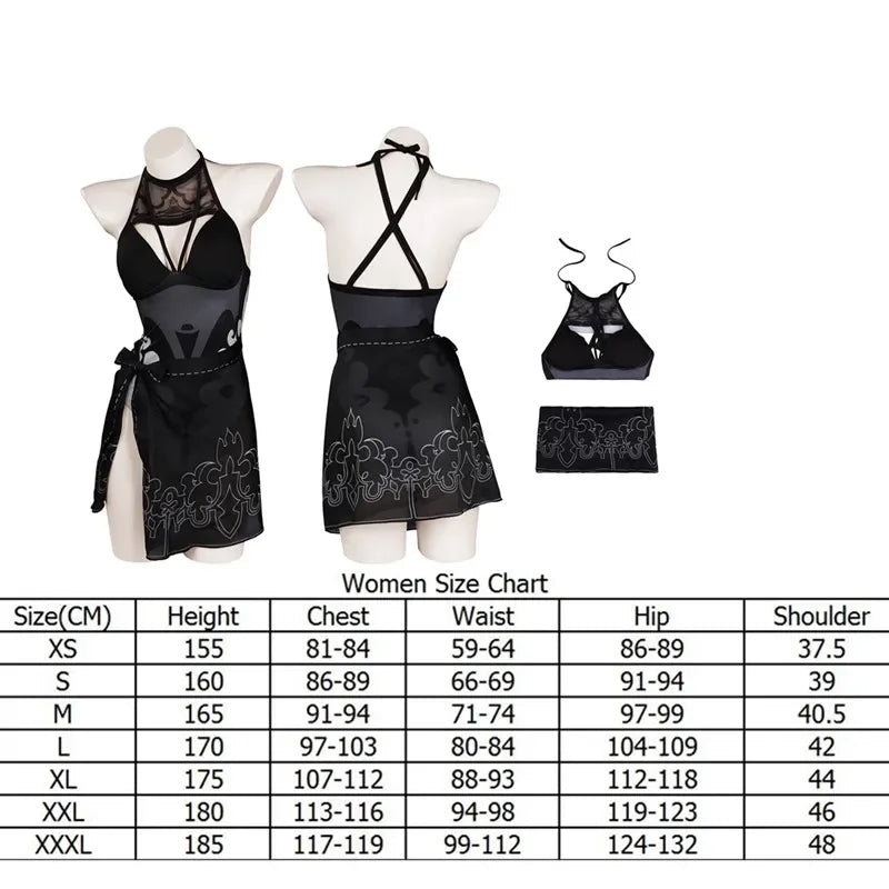 90-NieR Automata 2B Cosplay Costume Women's Jumpsuit Halloween