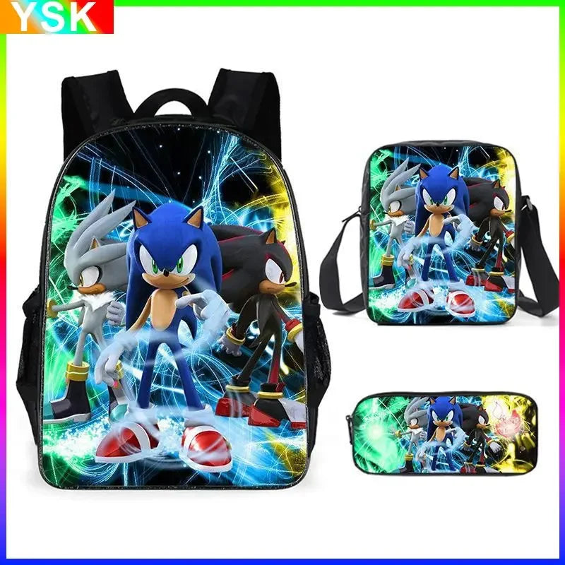 01-Set Sonic Cartoon Anime Backpack Suitable for School