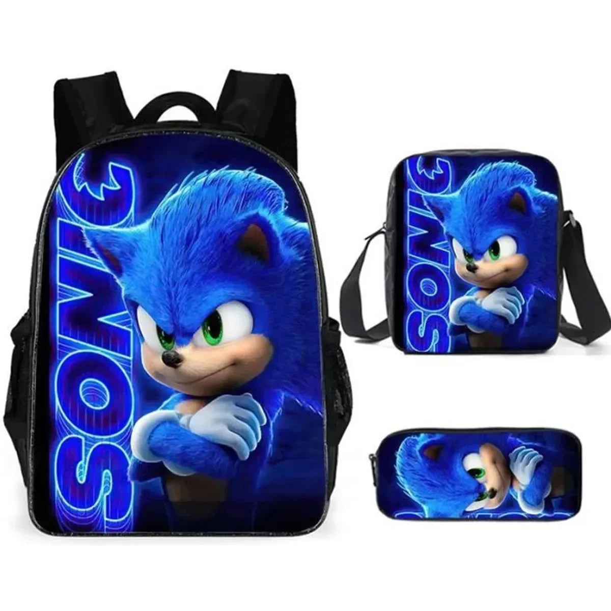 01-Set Sonic Cartoon Anime Backpack Suitable for School