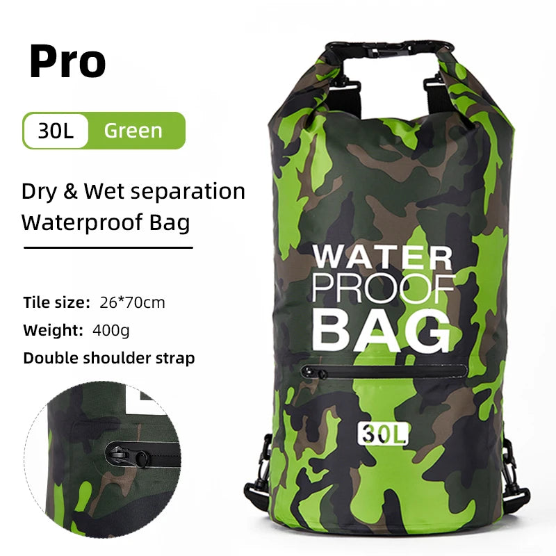 01-15/30L Waterproof Backpack with Wet-Dry Pocket | Kayaking and Trekking
