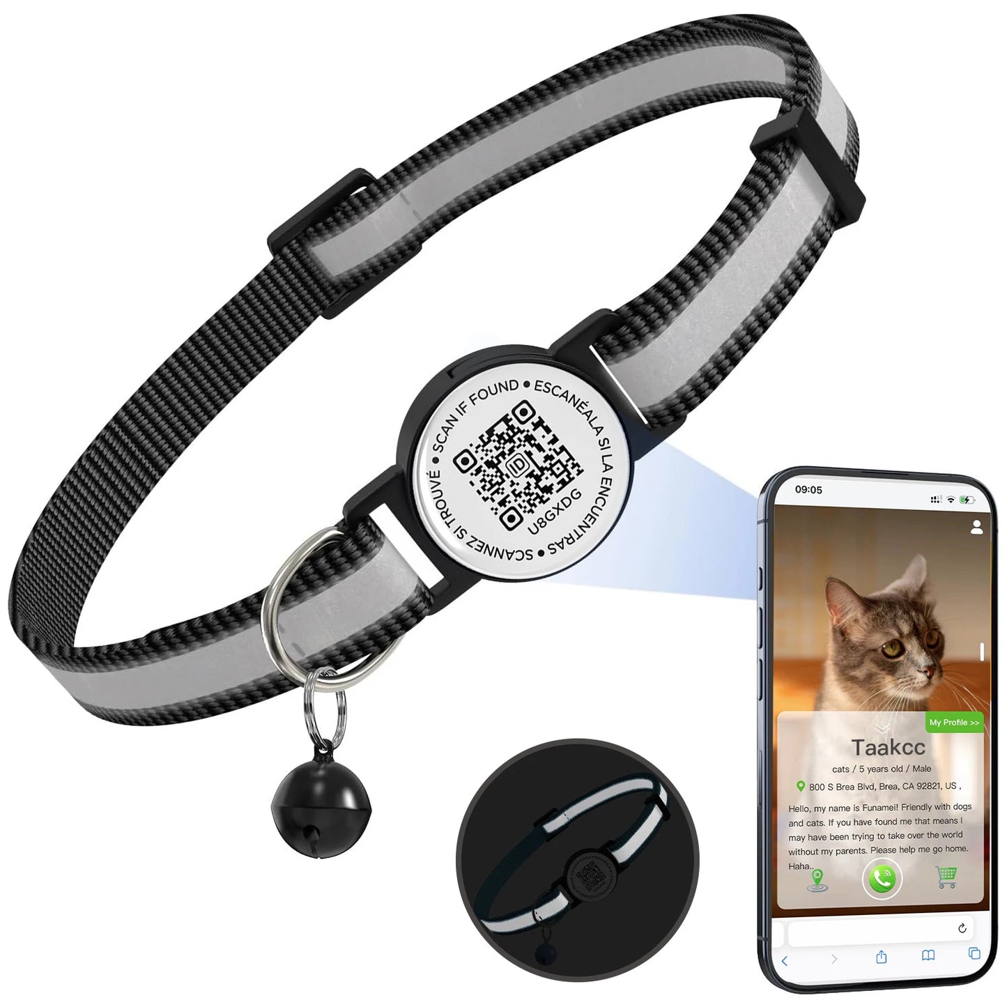 05-Collare per Gatti con QR Code e Fibbia di Sicurezza Breakaway
