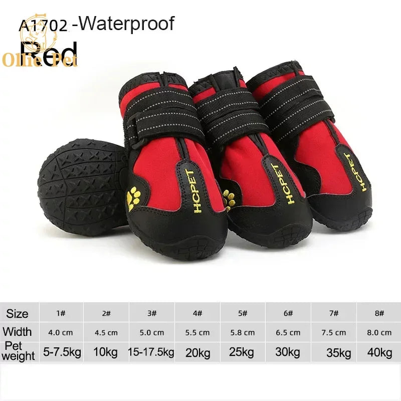 08a-Waterproof Non-Slip Dog Shoes – Set of 4