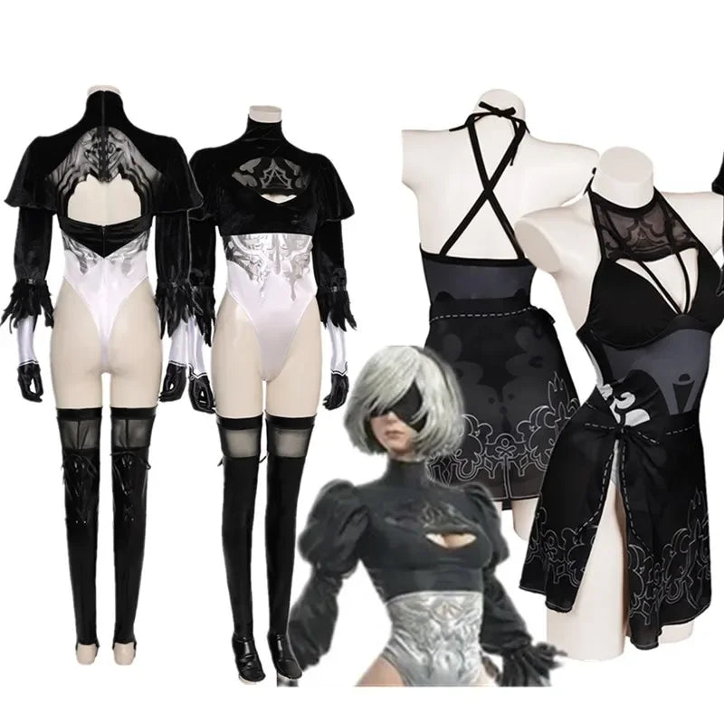 90-NieR Automata 2B Cosplay Costume Women's Jumpsuit Halloween