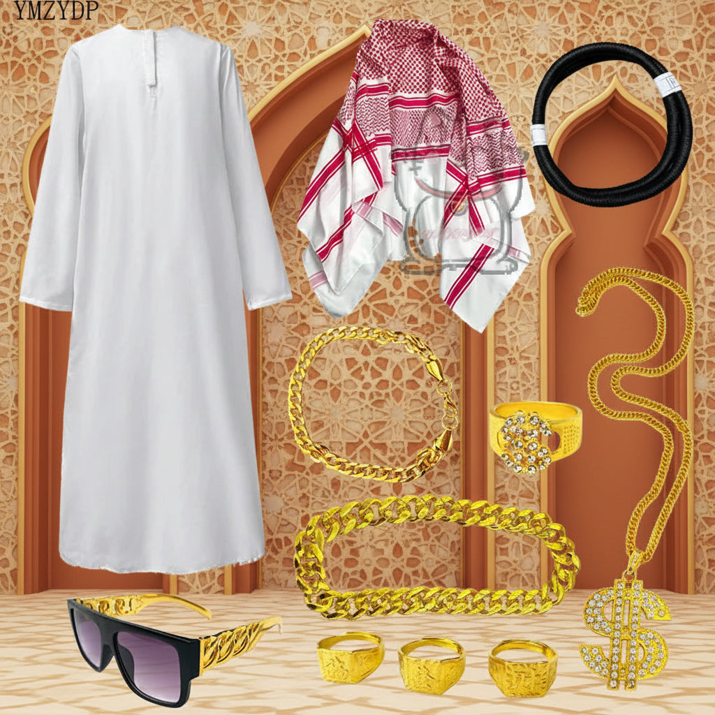 90-Costume Sceicco Arabo Deluxe: Vestito Carnevale e Halloween Adulto