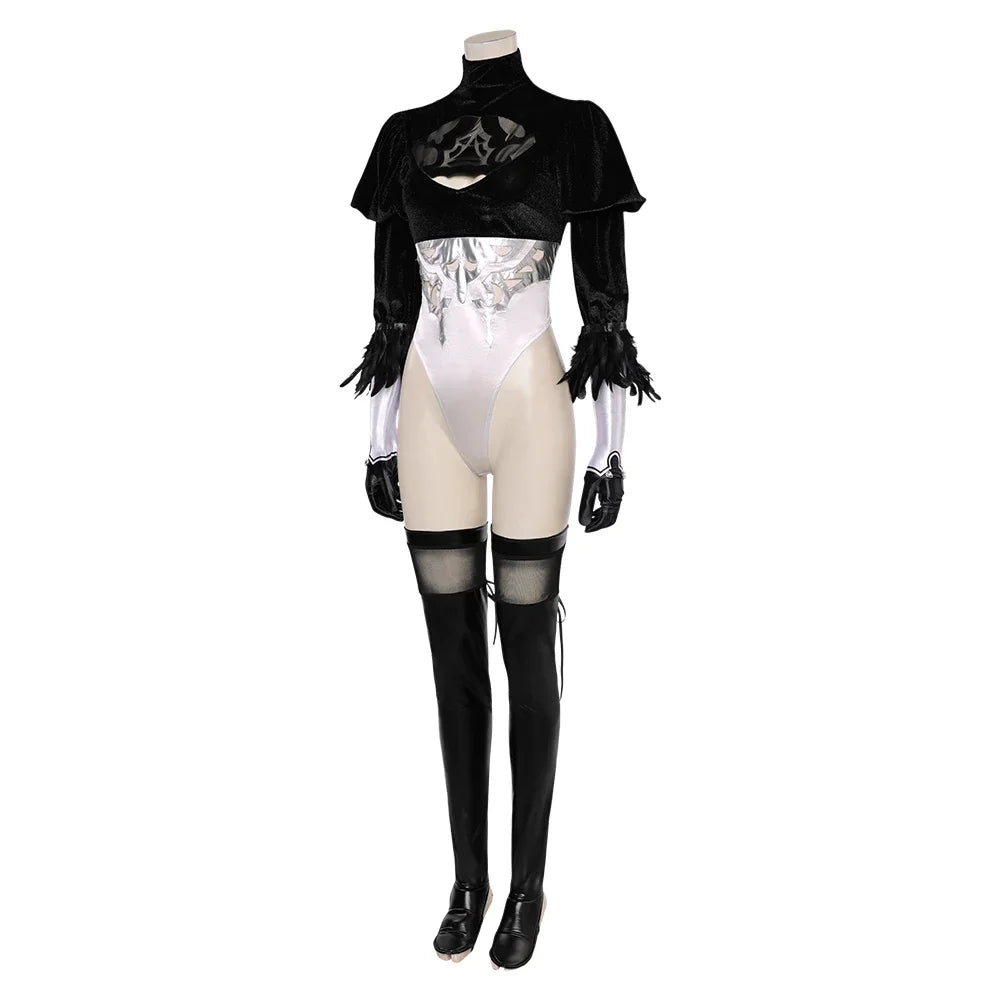 90-NieR Automata 2B Cosplay Costume Women's Jumpsuit Halloween