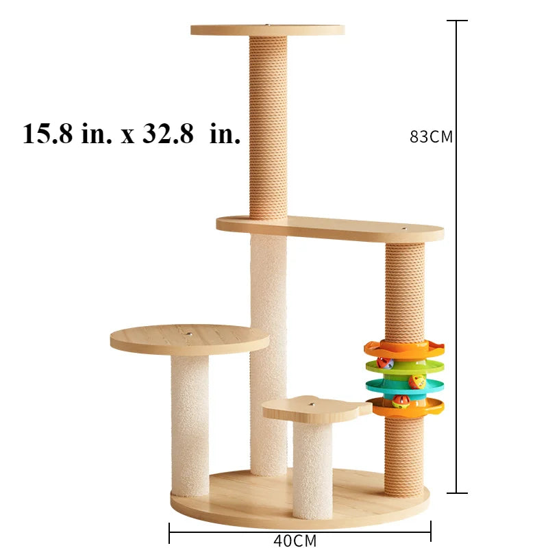 001-Multi-Level Cat Scratching Post with Platforms and Sisal