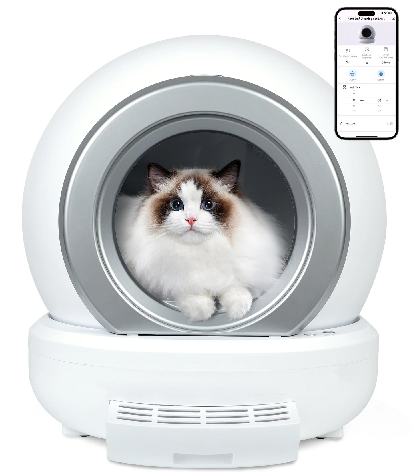 15-65L Automatic Cat Litter Box with Infrared Sensor and Silent App