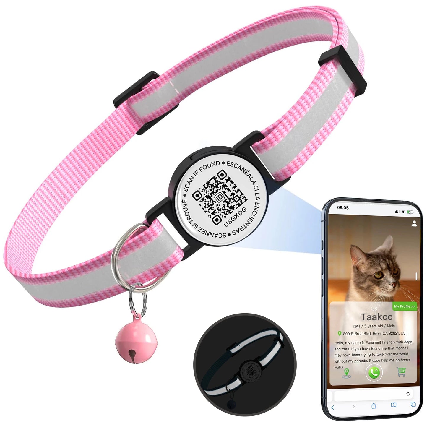 05-Collare per Gatti con QR Code e Fibbia di Sicurezza Breakaway