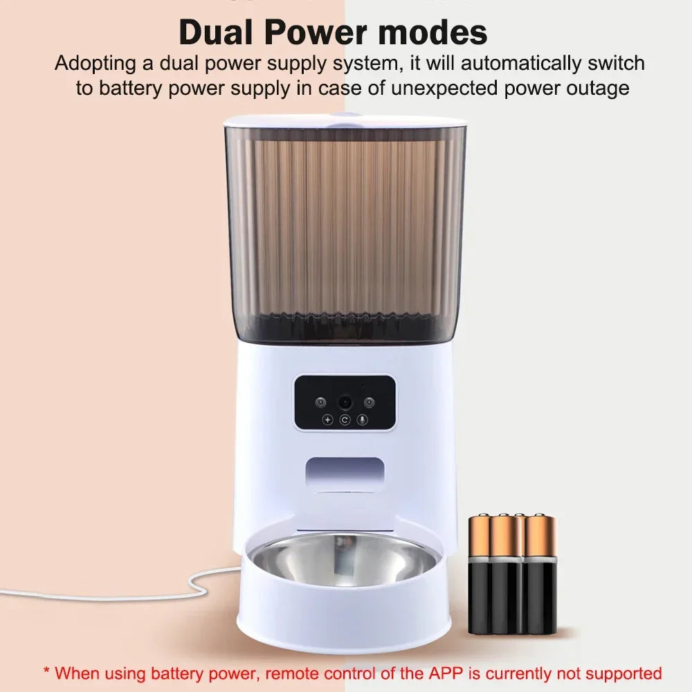 11-Dosatore Cibo Smart 5L con Telecamera per Gatto/Cane | Timer Wi-Fi