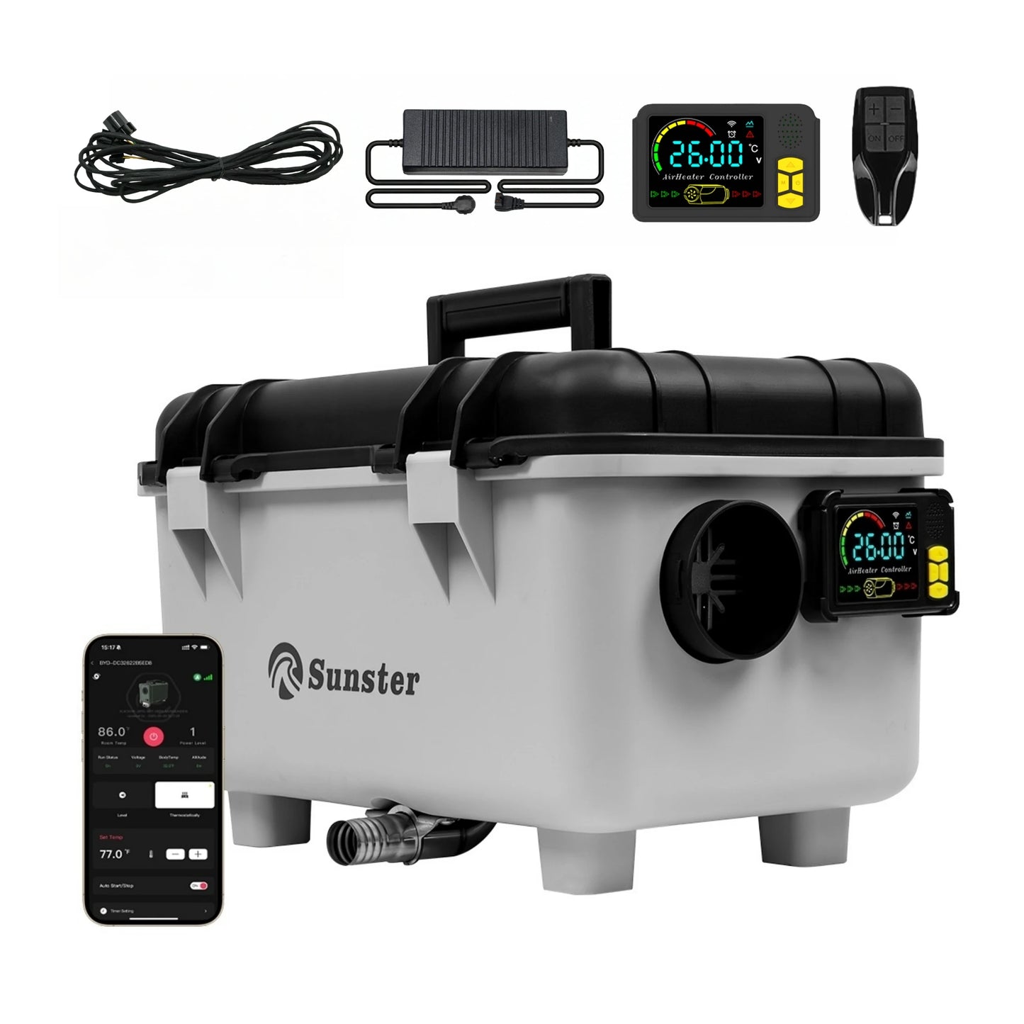 0-Riscaldatore a Gasolio Silenzioso 8KW con Telecomando e Temperatura Costante.(12V/24V/230V)