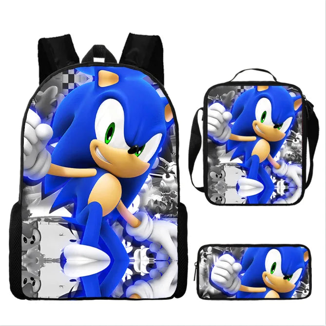 01-Set Sonic Cartoon Anime Backpack Suitable for School