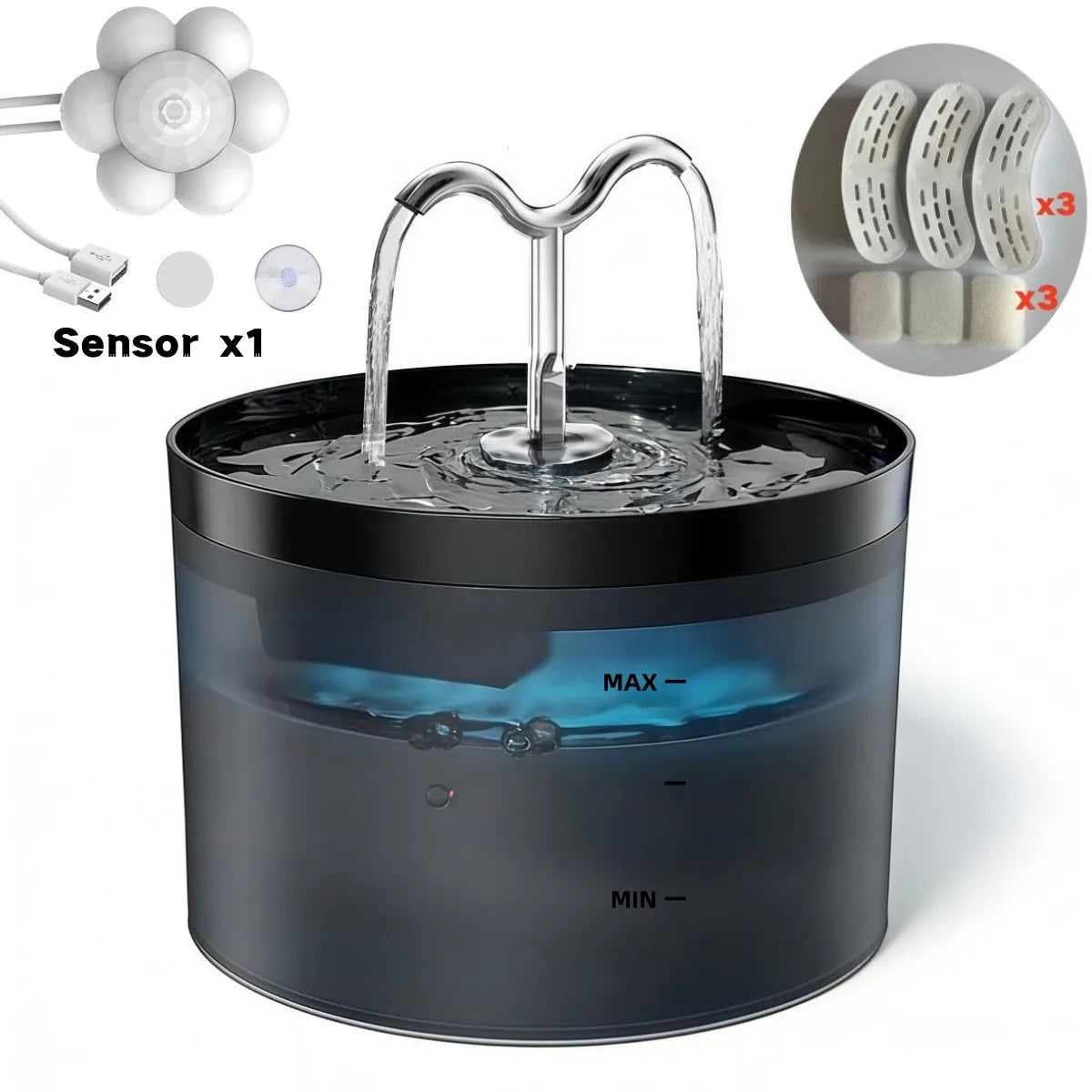 001-aDispenser automatico |Fontana  di acqua per cani e gatti